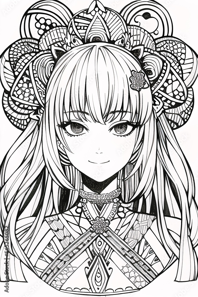 Colouring picture drawn in zentangle style. Coloring Book. Coloring book page Generative AI Content by NovelAI Colouring picture drawn in zentangle style. Coloring Book. Coloring book page Generative AI Content by NovelAI