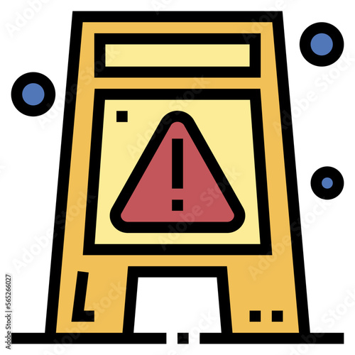 wet floor filled outline icon style