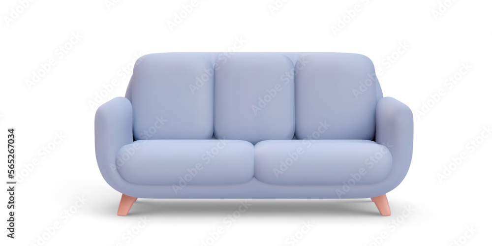 Obraz premium 3d realistic gray sofa with shadow