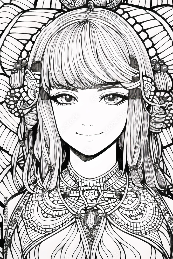 Colouring picture drawn in zentangle style. Coloring Book. Coloring book page Generative AI Content by NovelAI Colouring picture drawn in zentangle style. Coloring Book. Coloring book page Generative AI Content by NovelAI