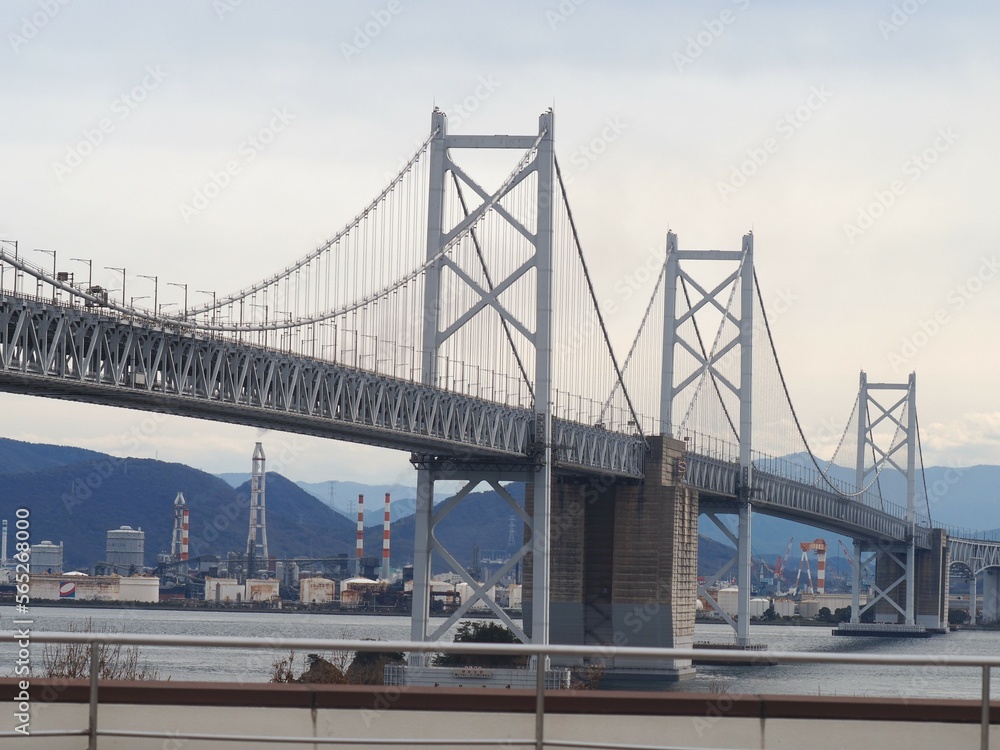 与島パーキングエリアから見た瀬戸大橋