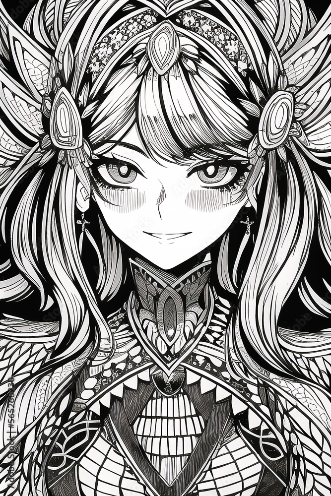 Colouring picture drawn in zentangle style. Coloring Book. Coloring book page Generative AI Content by NovelAI Colouring picture drawn in zentangle style. Coloring Book. Coloring book page Generative AI Content by NovelAI