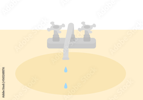 洗面台の蛇口からポタポタ水が出ているイラスト	
