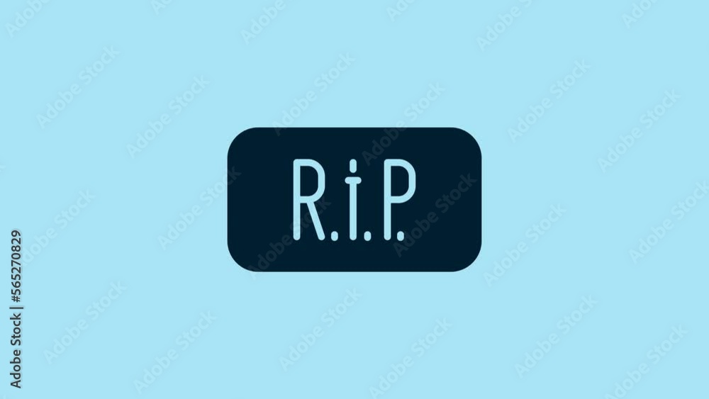 Blue Speech bubble rip death icon isolated on blue background. 4K Video motion graphic animation Blue Speech bubble rip death icon isolated on blue background. 4K Video motion graphic animation