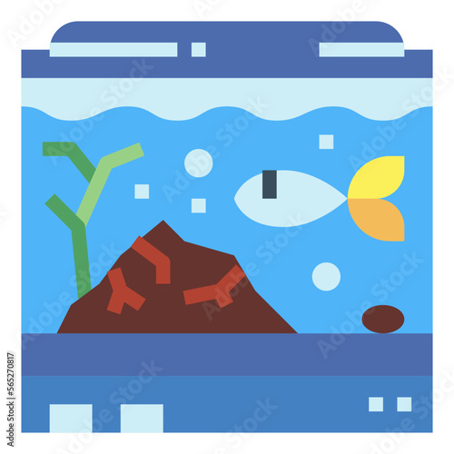 fish tank flat icon style