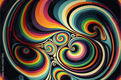 Psychedelic background, pattern, texture, '70s style, generative ai