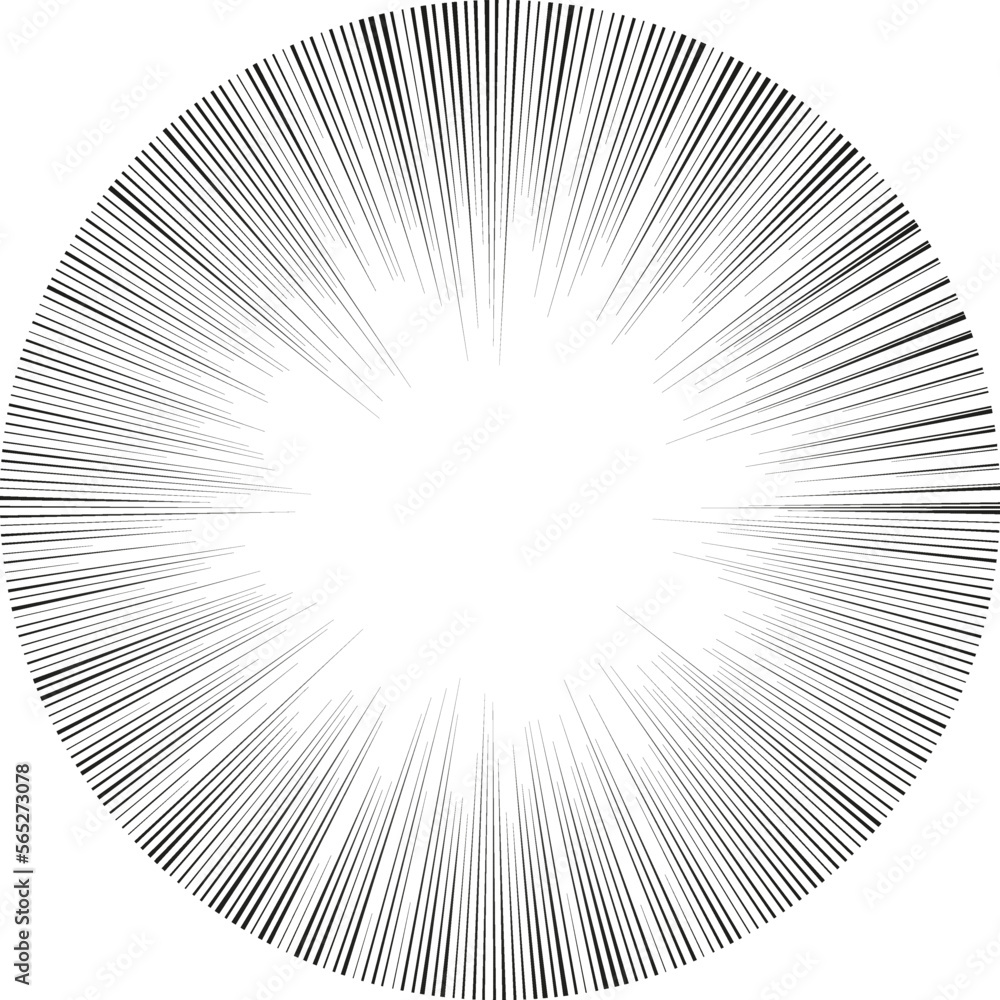 Radial Line Drawing. Action, Speed Lines, Stripes Stock Vector