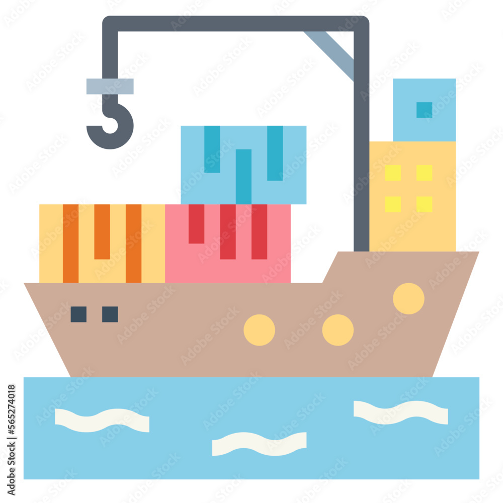 Obraz premium cargo ship flat icon style