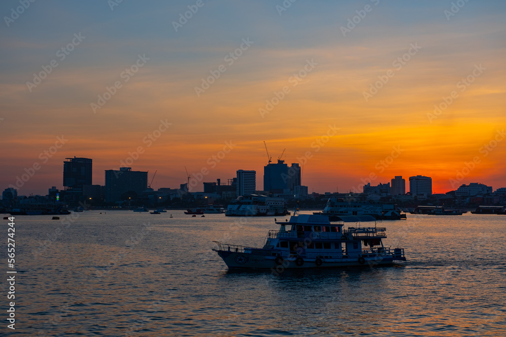 Morning sunrise at Pattaya, Thailand.