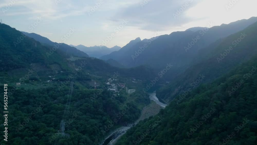 Mountain valley with river and sky in Guguan Taichung Taiwan Mountain valley with river and sky in Guguan Taichung Taiwan