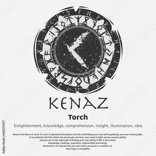 Viking Kenaz rune dark circle shield