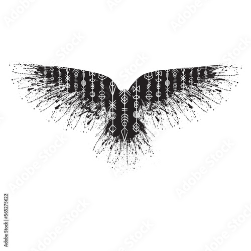 Norse viking black brush raven pattern