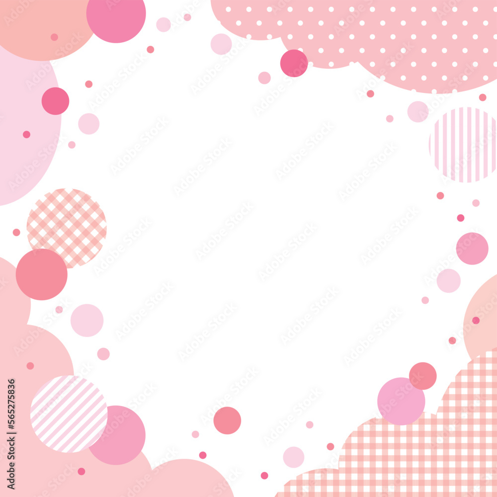 パターンとドットのフレーム バナー 背景/正方形・ピンク