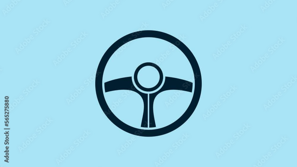 Blue Steering wheel icon isolated on blue background. Car wheel icon. 4K Video motion graphic animation Blue Steering wheel icon isolated on blue background. Car wheel icon. 4K Video motion graphic animation