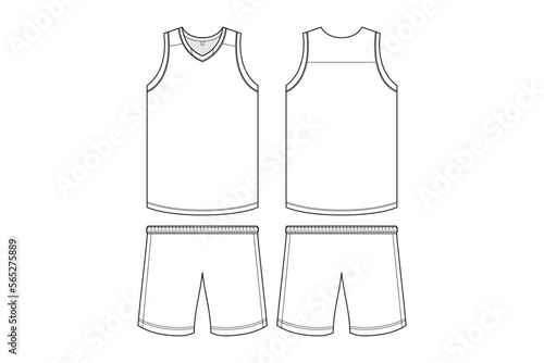 BASKETBALL JERSEY MOCKUP VECTOR LINE ART