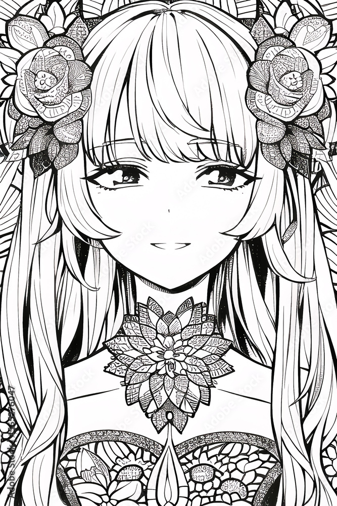 Colouring picture drawn in zentangle style. Coloring Book. Coloring book page Generative AI Content by NovelAI Colouring picture drawn in zentangle style. Coloring Book. Coloring book page Generative AI Content by NovelAI