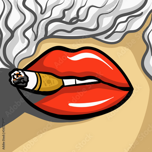illustration of a smoking lips