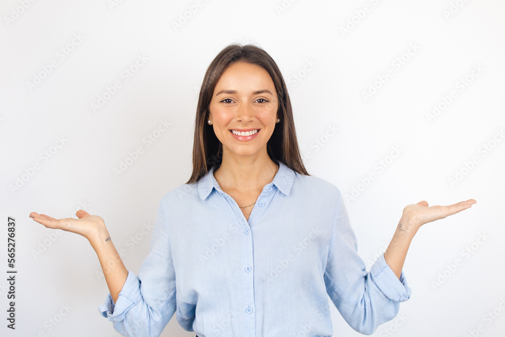 Business Woman Welcoming You Warmth Kindness Hospitality Business Woman Welcoming You Warmth Kindness Hospitality