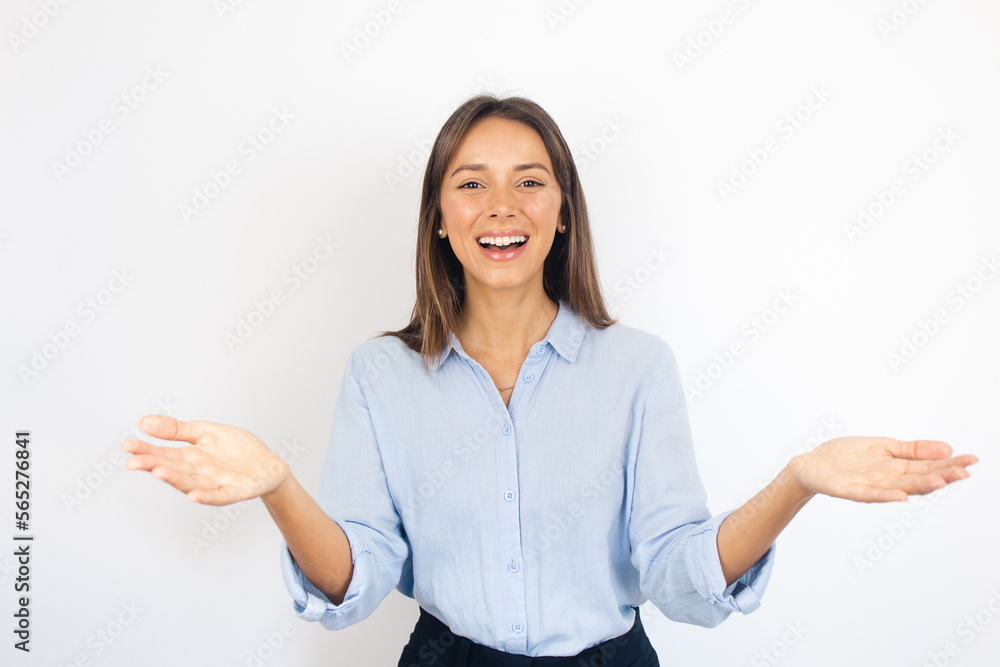 Business Woman Welcoming You Warmth Kindness Hospitality Business Woman Welcoming You Warmth Kindness Hospitality