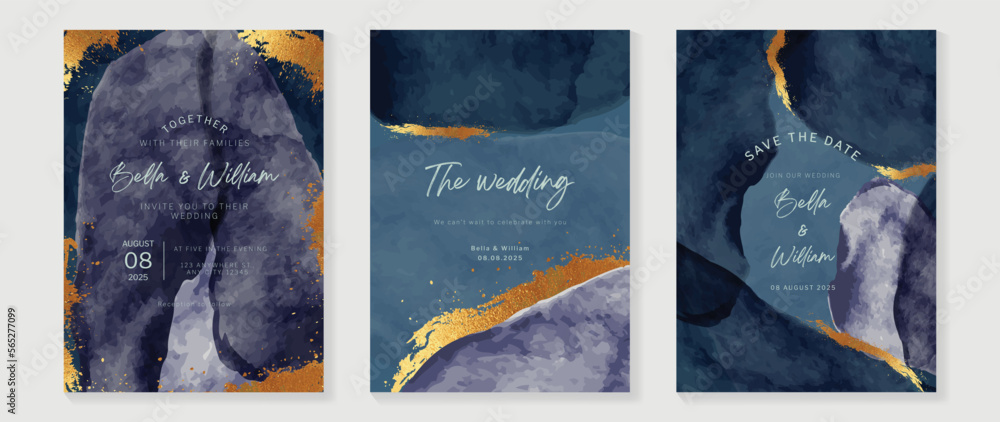 Luxury wedding invitation card background vector set. Abstract ...