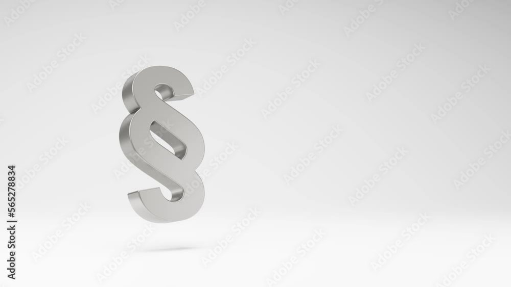 Paragraph 3D Metal Symbol Spinning on a Studio Light Gray Background, Seamless Loop 3D Animation with Copy Space Paragraph 3D Metal Symbol Spinning on a Studio Light Gray Background, Seamless Loop 3D Animation with Copy Space