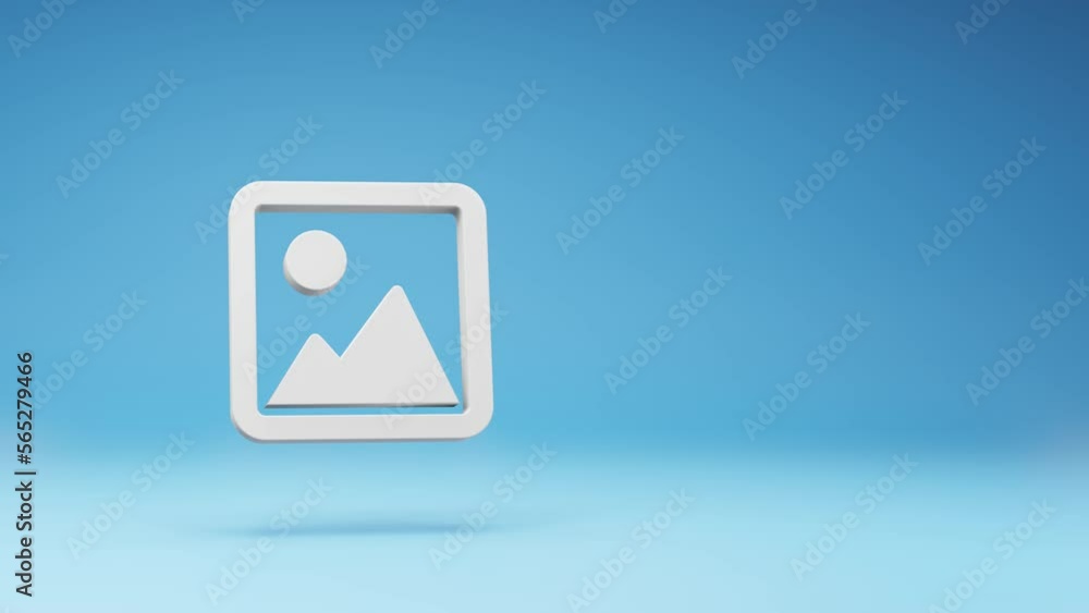 White Picture Image 3D Symbol Shape Spinning on a Studio Blue Background, Seamless Loop 3D Animation with Copy Space White Picture Image 3D Symbol Shape Spinning on a Studio Blue Background, Seamless Loop 3D Animation with Copy Space