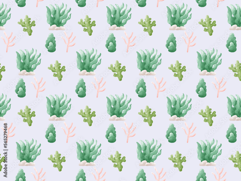 Seaweed Coral Seamless Patterns Tile Background Seaweed Coral Seamless Patterns Tile Background