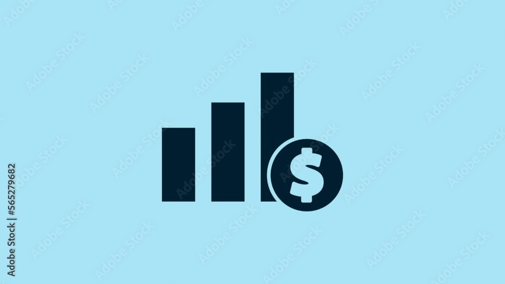 Blue Pie chart infographic and dollar symbol icon isolated on blue background. Diagram chart sign. 4K Video motion graphic animation Blue Pie chart infographic and dollar symbol icon isolated on blue background. Diagram chart sign. 4K Video motion graphic animation
