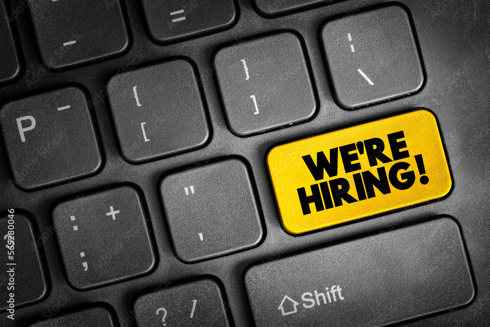 Fototapeta premium We're hiring button on keyboard, concept background