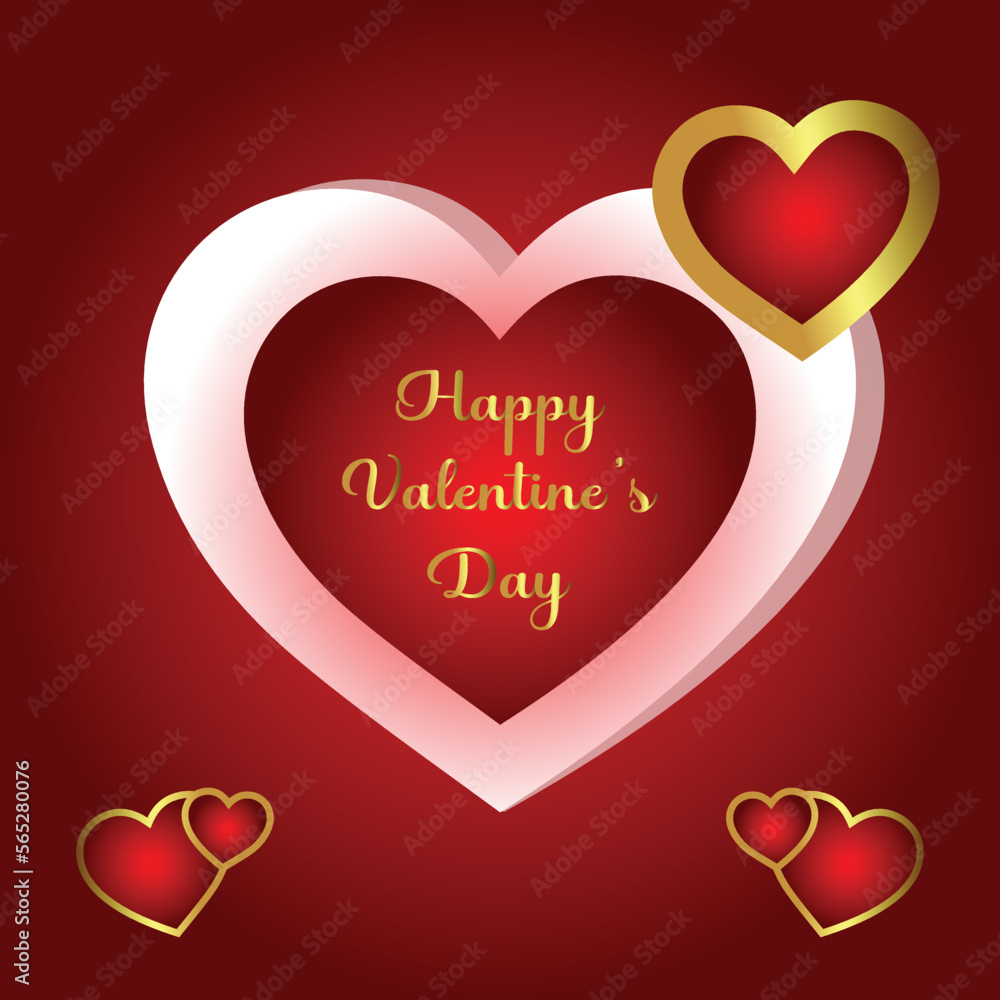 Happy Valentine's day Social media Post With 3D Style Heart Shape