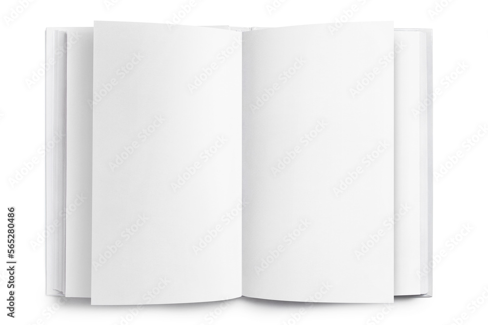 Blank opened book mockup, top view, isolated on white Blank opened book mockup, top view, isolated on white