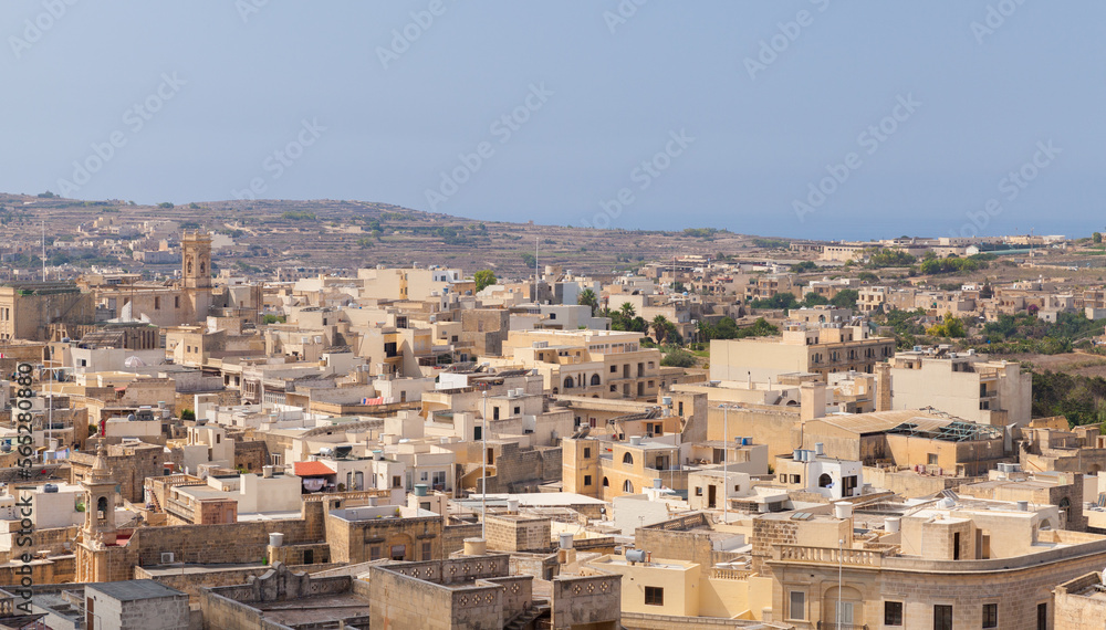 Summer landscape of Gozo island, residential district