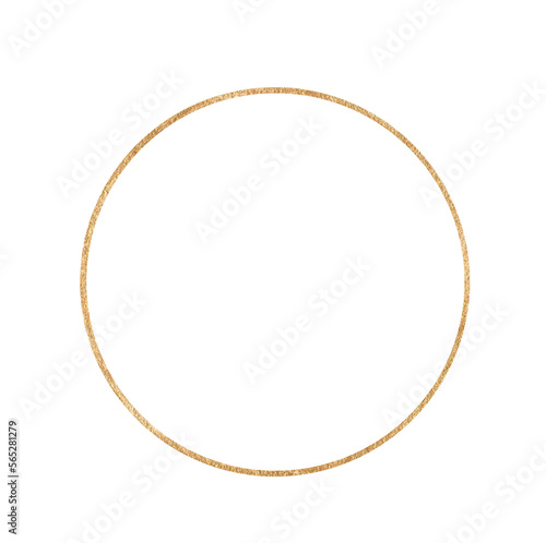 Gold shiny glowing vintage frame with shadows. Golden border. Watercolor illustration.