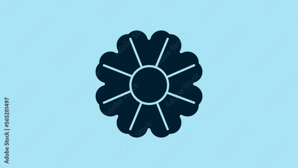 Blue Flower icon isolated on blue background. 4K Video motion graphic animation Blue Flower icon isolated on blue background. 4K Video motion graphic animation