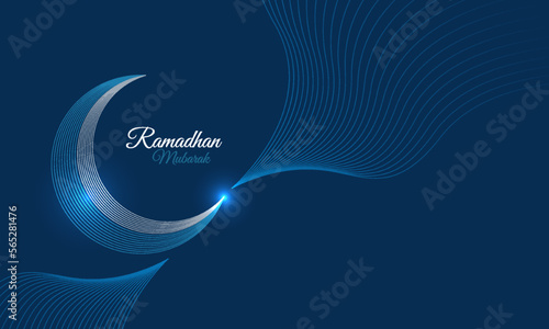 Ramadhan Kareem Background with moon line style. Islamic Greeting card, invitation for muslim community