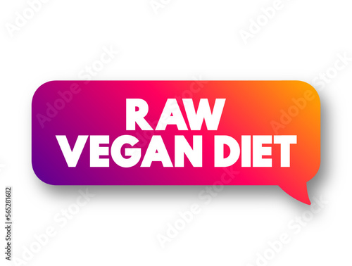 Raw Vegan Diet - subtype of the regular vegan diet, text concept message bubble