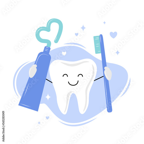 Children Dental Health Month.  Teeth care icon. Oral dental hygiene