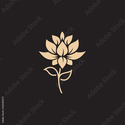 flower logo illustration. Floral wreaths. Botanical floral emblem with typography on black background