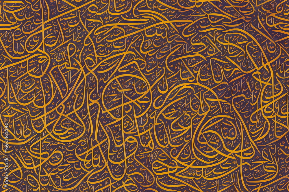 Illustration of Islamic calligraphy pattern, generative ai Illustration of Islamic calligraphy pattern, generative ai