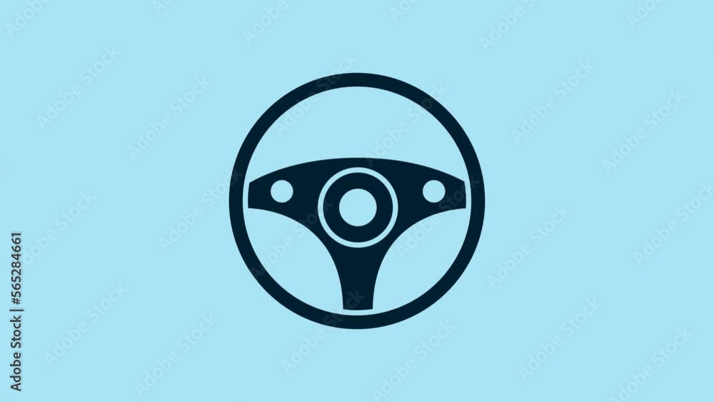 Blue Steering wheel icon isolated on blue background. Car wheel icon. 4K Video motion graphic animation Blue Steering wheel icon isolated on blue background. Car wheel icon. 4K Video motion graphic animation