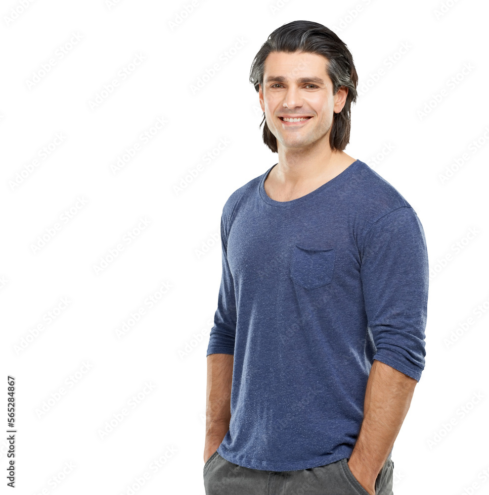 Portrait of a young handsome male model posing and looking at the camera Isolated on a PNG background. Portrait of a young handsome male model posing and looking at the camera Isolated on a PNG background.