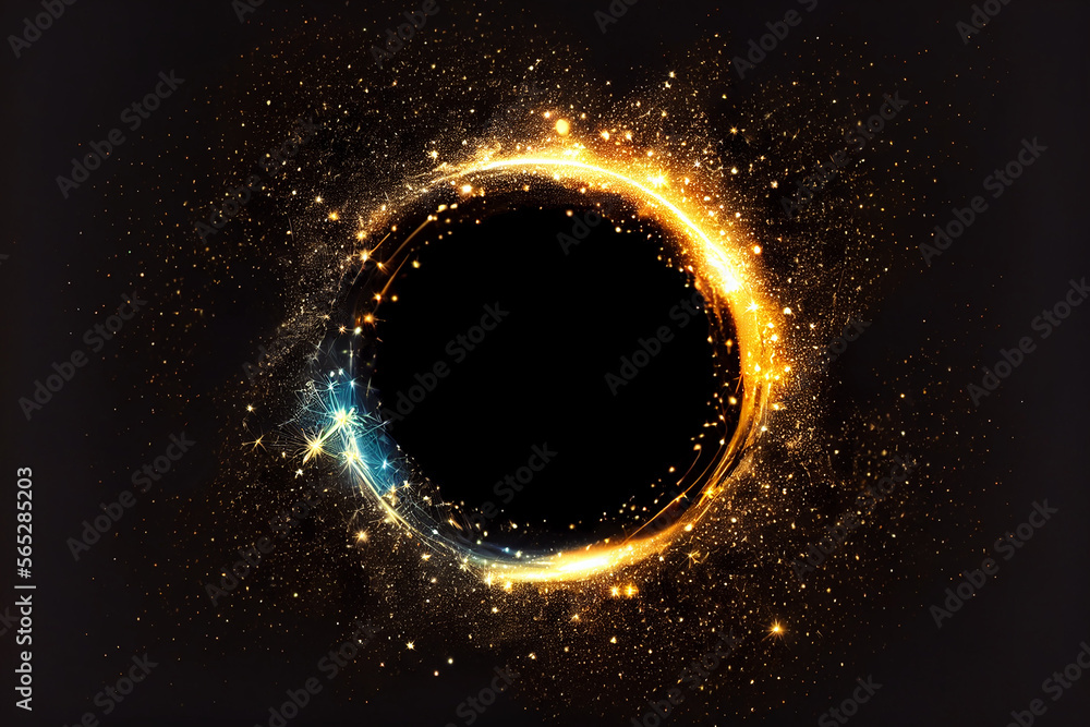 beautiful sparkle light circle frame abstract effect in black background beautiful sparkle light circle frame abstract effect in black background
