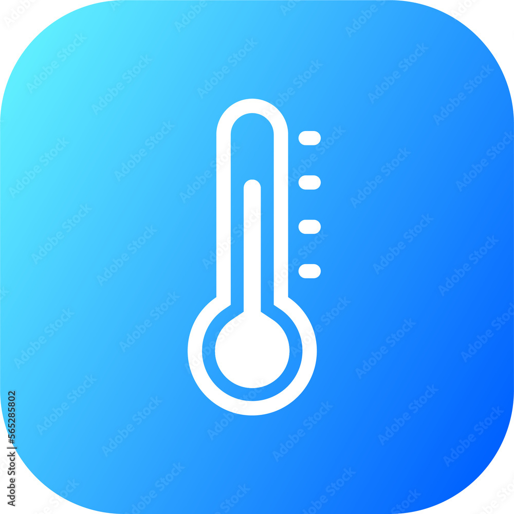 Thermometer icon in square gradient colors. Weather signs illustration. Thermometer icon in square gradient colors. Weather signs illustration.