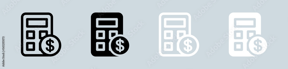 Calculator icon set in black and white. Finance signs vector illustration. Calculator icon set in black and white. Finance signs vector illustration.
