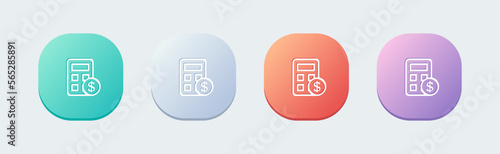 Calculator line icon in flat design style. Finance signs vector illustration.