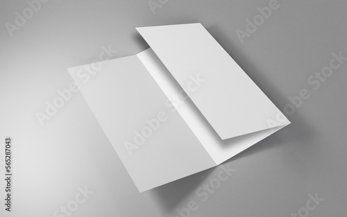 Blank tri fold brochure template for mock up and presentation design. 3d render
