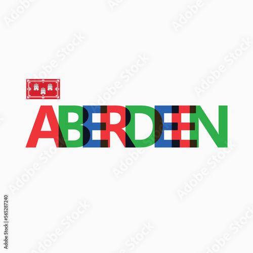 Aberdeen vector RGB overlapping letters typography with flag. Great Britain and Scotland city logotype decoration.