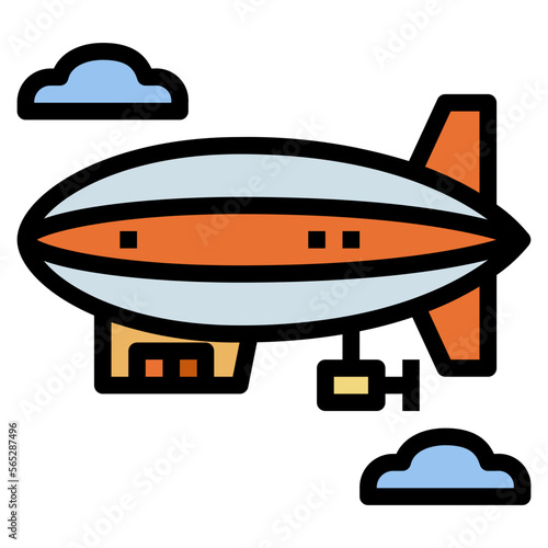 zeppelin filled outline icon style