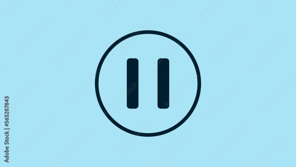 Blue Pause button icon isolated on blue background. 4K Video motion graphic animation Blue Pause button icon isolated on blue background. 4K Video motion graphic animation