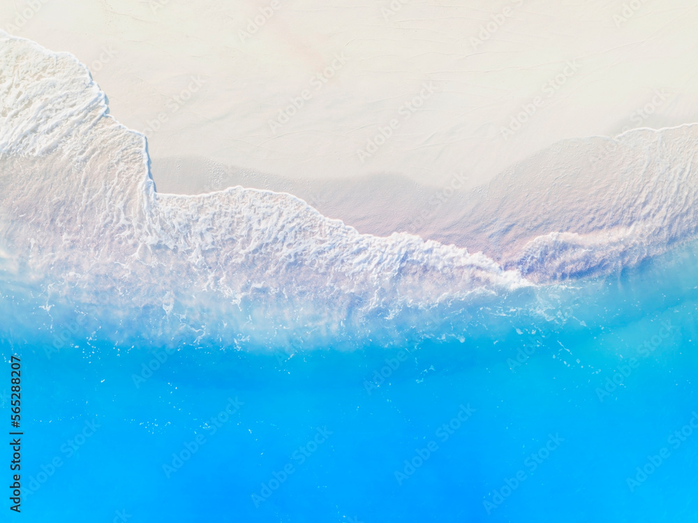 Naklejka premium The ecology with Waves on the beach as a background. Beautiful natural background at the summer time-above view